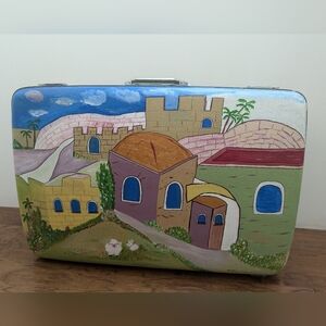 Hand painted vintage suitcase